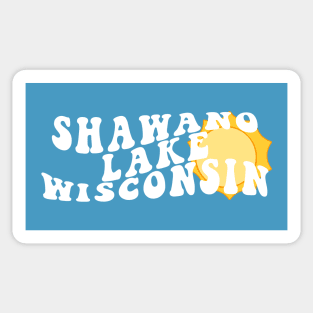 Sunshine in Shawano Lake Wisconsin Retro Wavy 1970s Summer Text Sticker